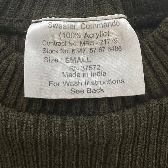 Commando Sweater Green Vintage Patches Ribbed Military Grunge Mens S Utilitarian - Picture 8 of 11